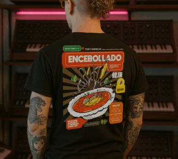 Camiseta Encebollado negra frente y espalda